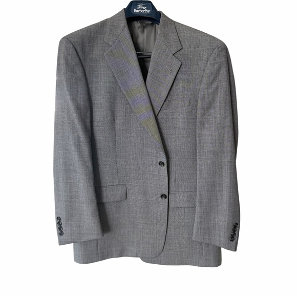 Vintage Burberrys Wool Suit Mens 42R Gray 2 Piece Blazer Pants - Picture 3 of 14